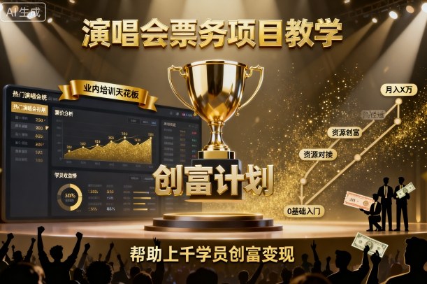 演唱会票务项目教学，业内培训天花板，帮助上千学员创富变现(更新)-轻创网