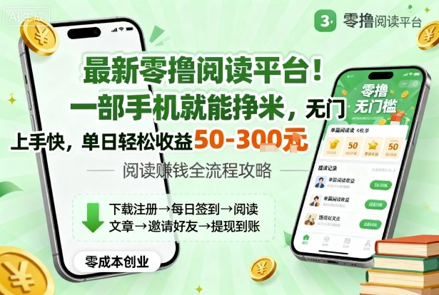 最新零撸阅读平台！一部手机就能挣米，无门槛上手快，单日轻松收益50-3张【揭秘】-轻创网