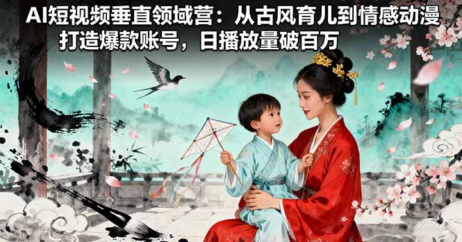 AI短视频垂直领域营：从古风育儿到情感动漫，打造爆款账号,日播放量破百万-轻创网