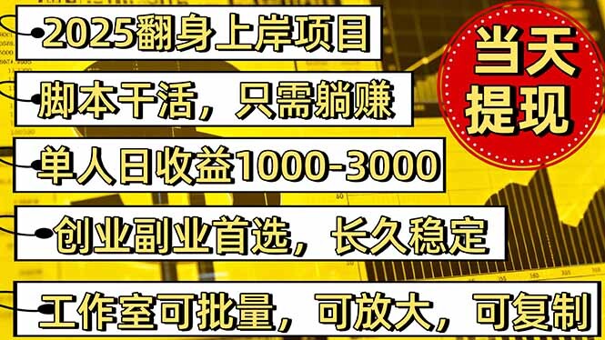 稳定八年美金掘金2.0脚本干活，只需躺赚。单人日收益1000-3000可批量、…-轻创网