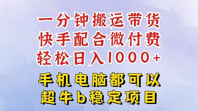 快手黑科技一分钟搬运带货，一刀不剪过原创，微付费投流玩法，轻松日入…-轻创网