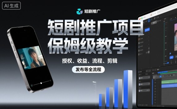 短剧推广项目保姆级教学，授权、收益、流程、剪辑，发布等全流程-轻创网