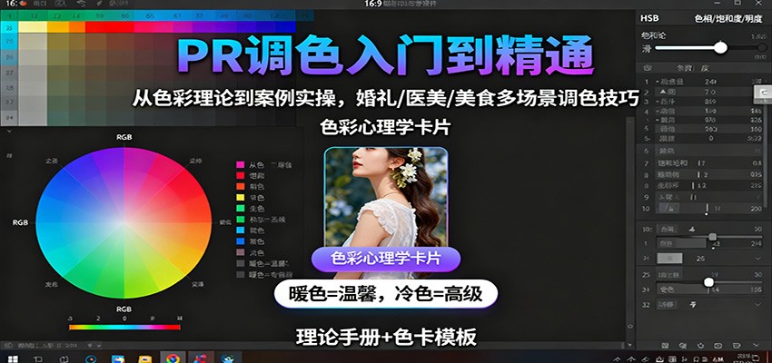 PR调色入门到精通：从色彩理论到案例实操，婚礼/医美/美食多场景调色技巧-轻创网
