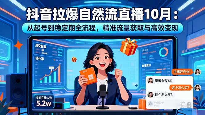 抖音拉爆自然流直播10月：从起号到稳定期全流程，精准流量获取与高效变现-轻创网