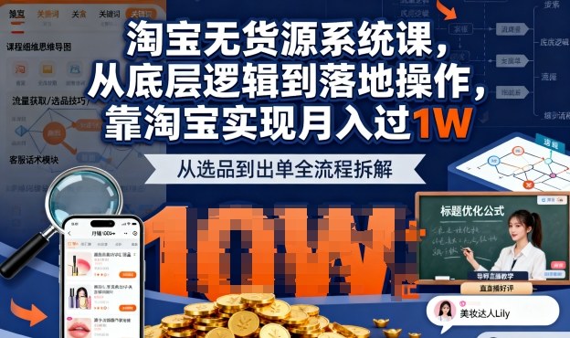 2025最新淘宝无货源系统课，从底层逻辑到落地操作，靠淘宝实现月入过1W-轻创网