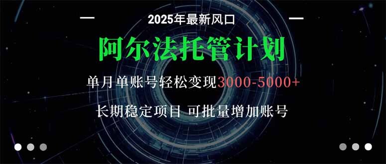 阿尔法托管计划 单账号月入3000-5000，长期稳定项目，新手小白轻松上手。-轻创网