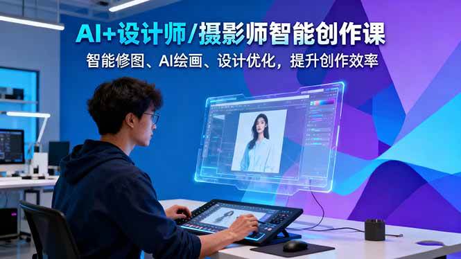 AI+设计师/摄影师智能创作课：智能修图、AI绘画、设计优化，提升创作效率-轻创网