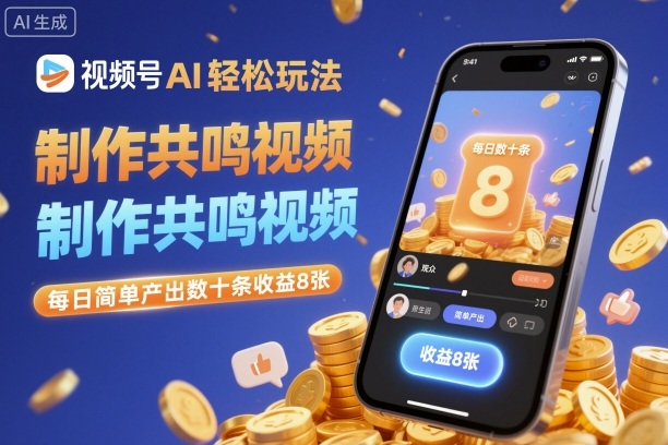 视频号AI轻松玩法，制作共鸣视频，每日简单产出数十条收益8张-轻创网