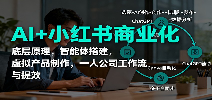 AI+小红书商业化，底层原理，智能体搭建，虚拟产品制作，一人公司工作流与提效-轻创网