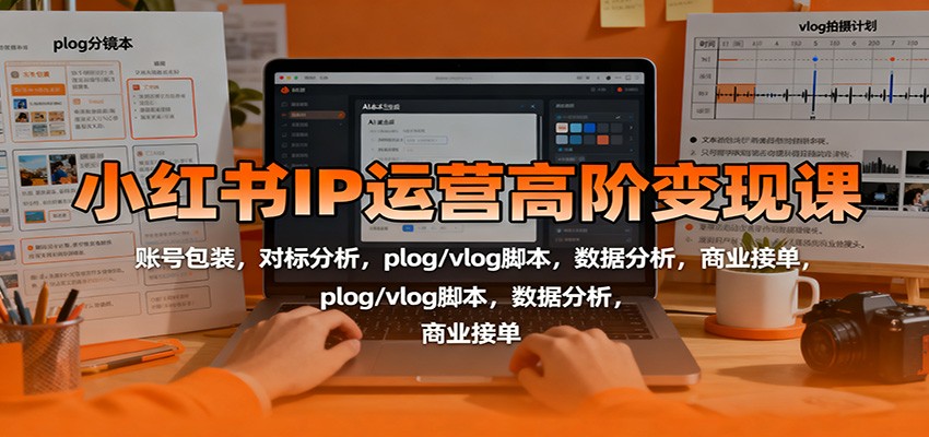 小红书IP运营高阶变现课：账号包装，对标分析，plog/vlog脚本，数据分析，商业接单-轻创网