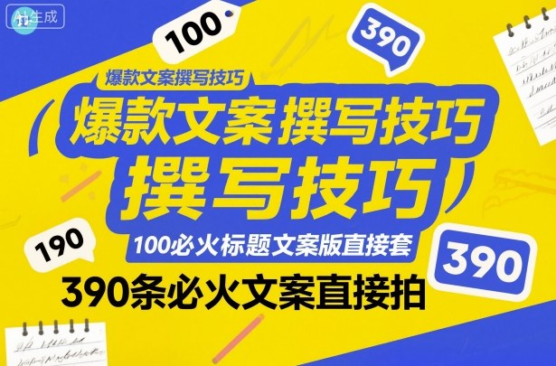 爆款文案撰写技巧，100个必火标题文案模版直接套，390条必火文案直接拍-轻创网