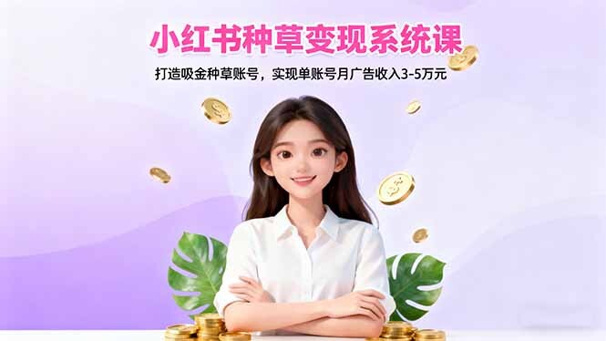 小红书种草变现系统课：打造吸金种草账号，实现单账号月广告收入3-5万元-轻创网
