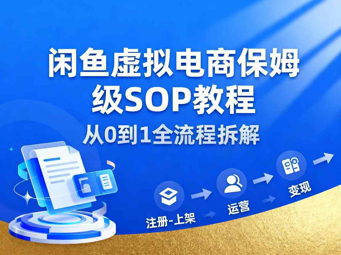 闲鱼虚拟电商，月入轻松过1W，保姆级SOP教程-轻创网