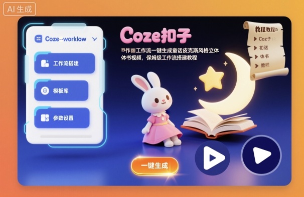 Coze扣子工作流一键生成童话皮克斯风格立体书视频,保姆级工作流搭建教程-轻创网