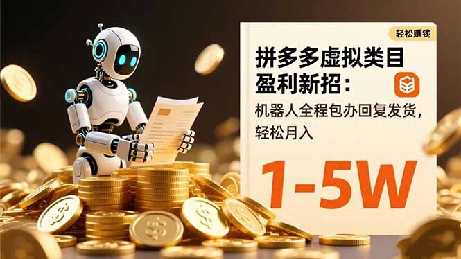 拼多多虚拟类目盈利新招：机器人全程包办回复发货，轻松月入 1-5W-轻创网