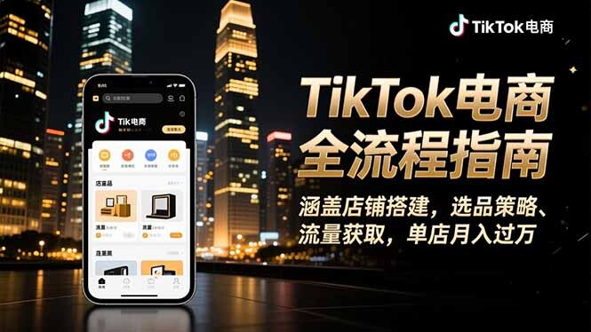 TikTok电商全流程指南，涵盖店铺搭建、选品策略、流量获取，单店月入过万-轻创网