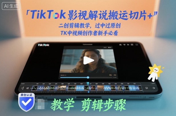 TikTok影视解说搬运切片+二创剪辑教学，过中过原创，TK中视频创作者新手必看-轻创网