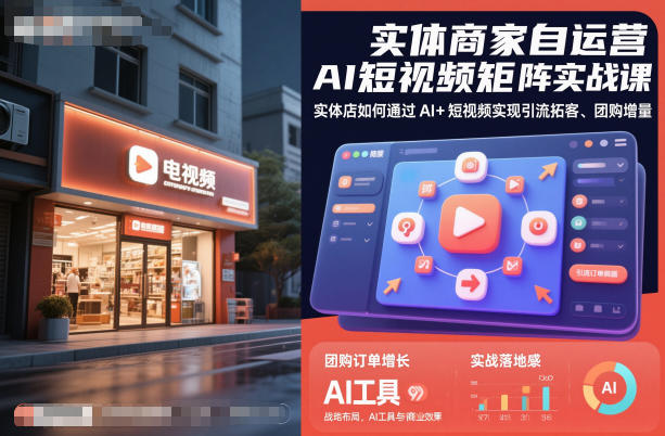 实体商家自运营AI短视频矩阵实战课，实体店如何通过AI+短视频实现引流拓客、团购增量-轻创网