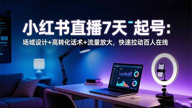 小红书直播7天起号：场域设计+高转化话术+流量放大，快速拉动百人在线-轻创网