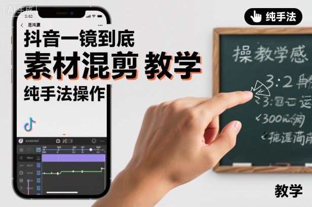 抖音一镜到底素材混剪教学，纯手法操作-轻创网