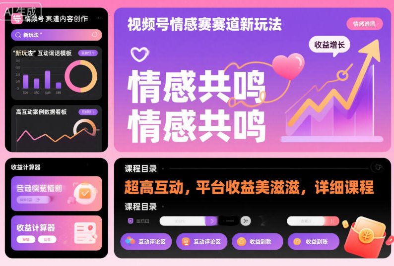 视频号情感赛道新玩法,超高互动,平台收益美滋滋,详细课程-轻创网