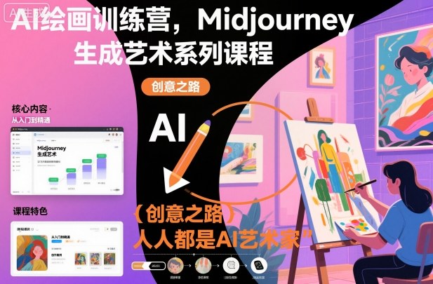 AI绘画训练营，Midjourney生成艺术系列课程，人人都是AI艺术家-轻创网