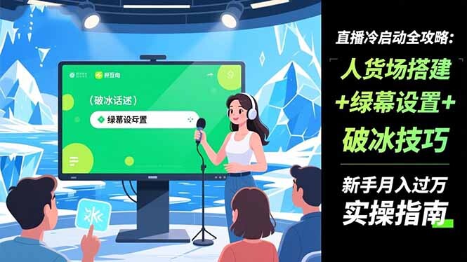 直播冷启动全攻略:人货场搭建+绿幕设置+破冰技巧，新手月入过万实操指南-轻创网