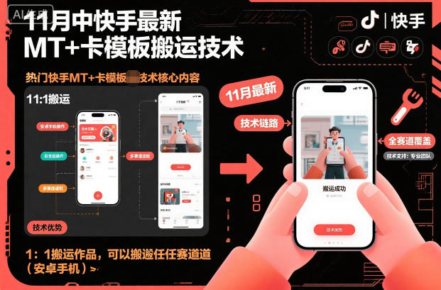 11月中快手最新MT+卡模板搬运技术，1：1搬运作品，可以搬运任何赛道(安卓手机)-轻创网