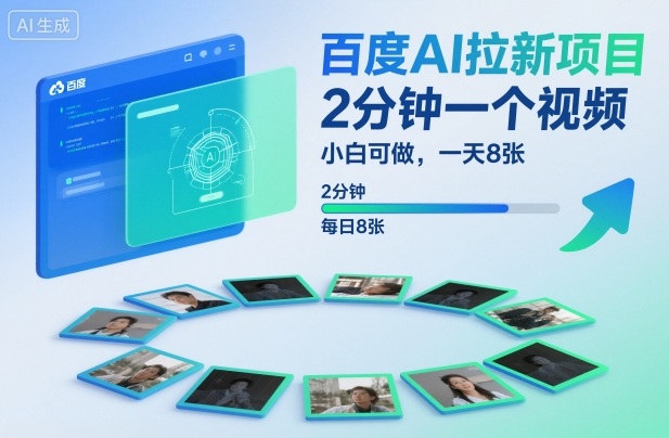 百度AI拉新项目，2分钟一个视频，小白可做，一天8张【附案例+保姆级教程】-轻创网