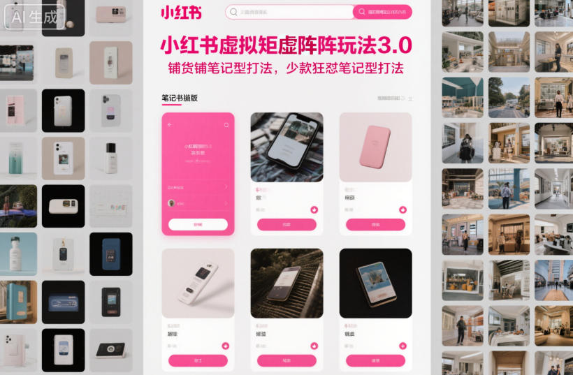 小红书虚拟矩阵玩法3.0，铺货铺笔记型打法，少款狂怼笔记型打法-轻创网