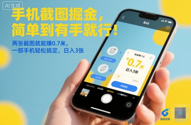 手机截图掘金，简单到有手就行！两张截图就能賺0.7米，一部手机轻松搞定，日入3张【揭秘】-轻创网