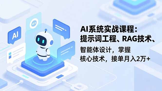 AI系统实战课程，提示词工程、RAG技术、智能体设计，掌握核心技术，接单月入2万+-轻创网