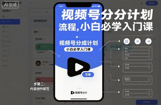 视频号分成计划实操流程，小白必学入门课-轻创网