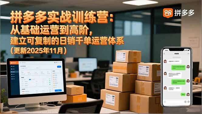 拼多多实战训练营：从基础运营到高阶，建立可复制的日销千单运营体系(更新11月-轻创网
