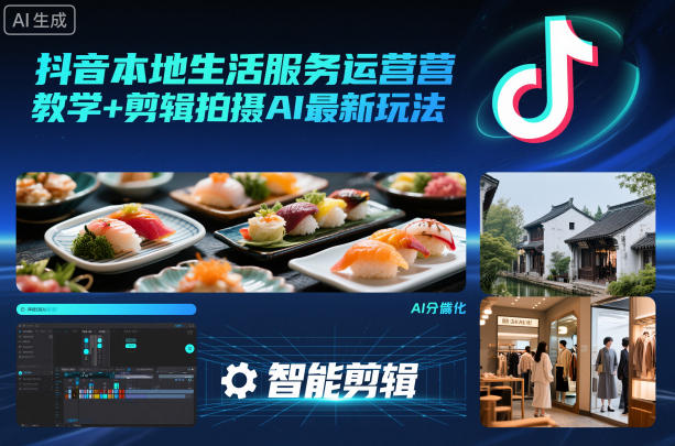 抖音本地生活服务运营教学+剪辑拍摄AI最新玩法-轻创网