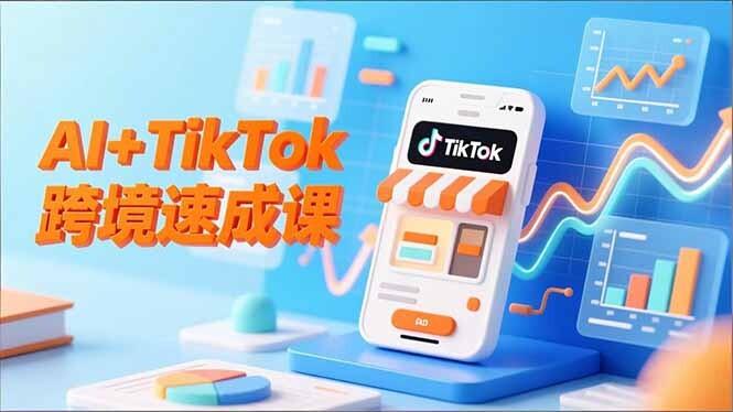 AI+TikTok跨境速成课，智能翻译、店铺定位、流程拆解，7天高效上线运营-轻创网