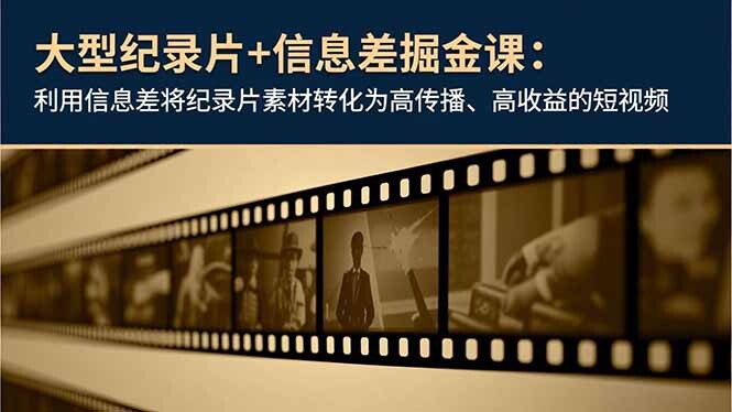 大型纪录片+信息差掘金课：利用信息差将纪录片素材转化为高传播、高收益的短视频-轻创网