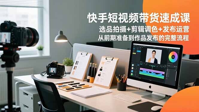 快手短视频带货速成课，选品拍摄+剪辑调色+发布运营，从前期准备到作品发布的完整流程-轻创网