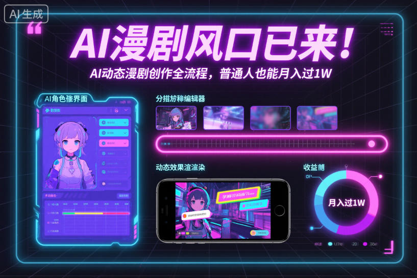 AI漫剧风口已来！AI动态漫剧创作全流程，普通人也能月入过1W-轻创网