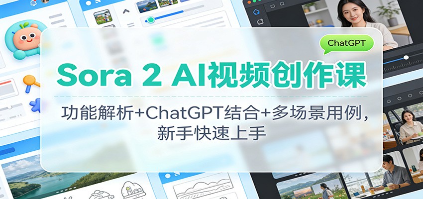 Sora 2 AI视频创作课：功能解析+ChatGPT结合+多场景用例，新手快速上手-轻创网