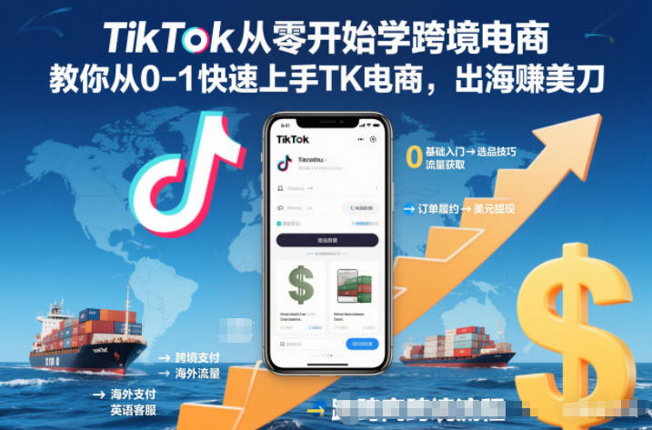 TikTok从零开始学跨境电商,教你从0-1快速上手TK电商,出海賺美刀-轻创网