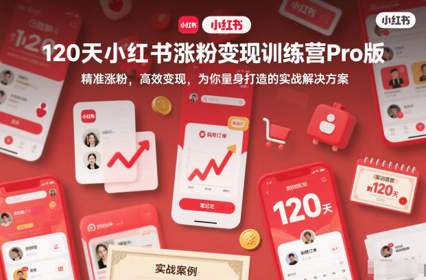 120天小红书涨粉变现训练营Pro版，精准涨粉，高效变现，为你量身打造的实战解决方案-轻创网