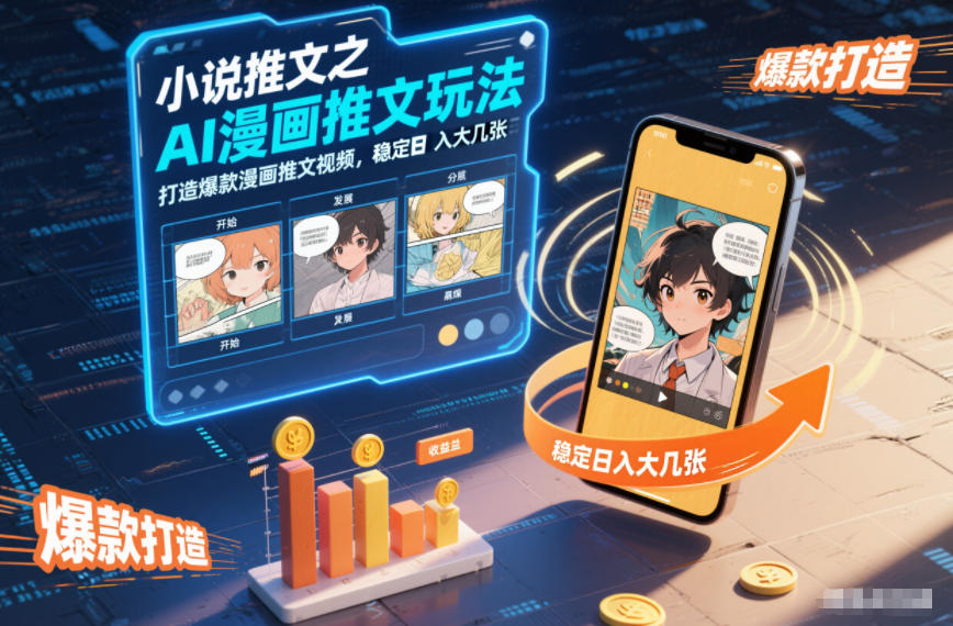 小说推文之AI漫画推文玩法，打造爆款漫画推文视频，稳定日入大几张-轻创网