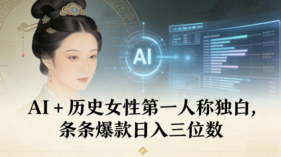 AI+历史女性第一人称独白，条条爆款日入三位数-轻创网
