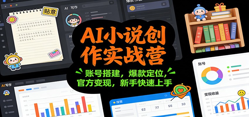 AI小说创作实战营：账号搭建，爆款定位，官方变现，新手快速上手-轻创网