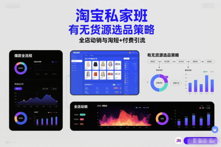 淘宝私家班，有无货源选品策略，高成功率爆款全流程打法，全店动销与淘短+付费引流(更新)-轻创网