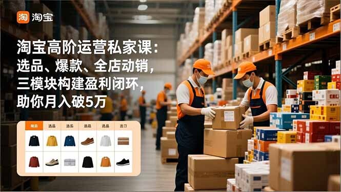 淘宝高阶运营私家课：选品、爆款、全店动销，三模块构建盈利闭环，助你月入破5万(更新12月-轻创网