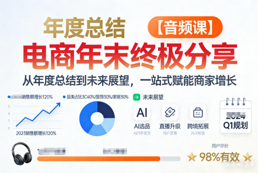 电商年未终极分享，从年度总结到未来展望，一站式赋能商家增长【音频课】-轻创网