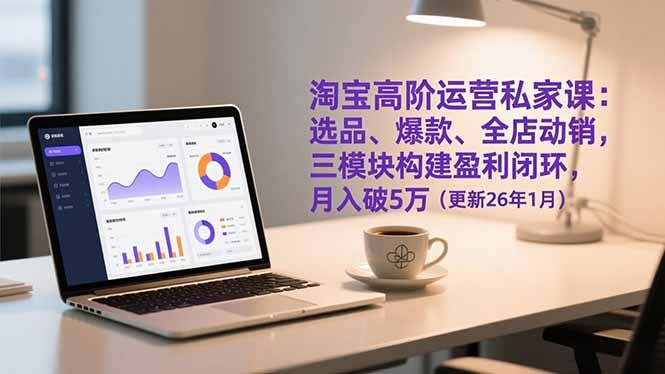淘宝高阶运营私家课：选品、爆款、全店动销，三模块构建盈利闭环，月入破5万(更新26年1月-轻创网
