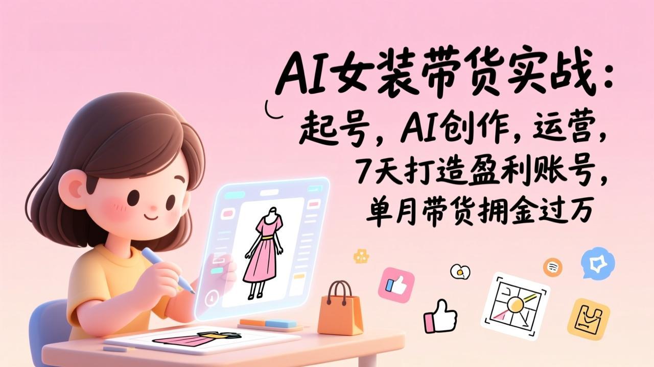 AI女装带货实战：起号，AI创作，运营，7天打造盈利账号，单月带货佣金过万-轻创网
